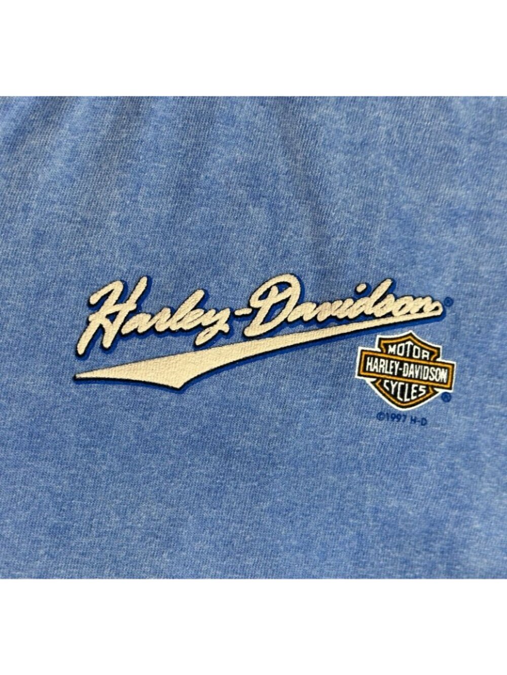 Vintage HARLEY DAVIDSON T Shirt Blue Southside Virginia Beach Button 1996 XL - Picture 2 of 6